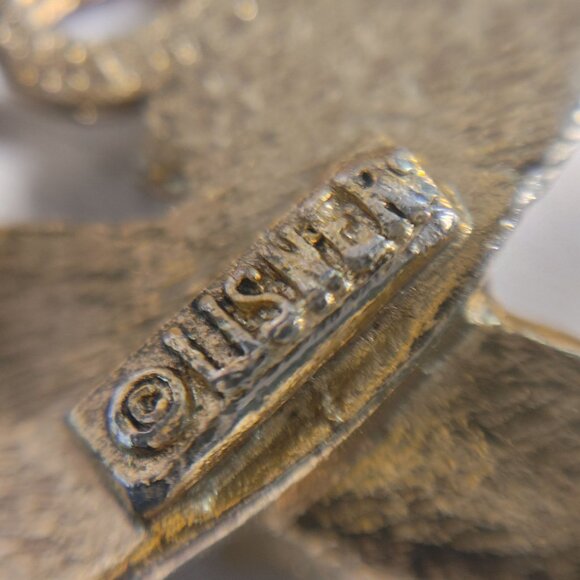 Lisner Peace Dove Pendant Vintage Gold Tone Phoenix Bird Textured Back Design - Picture 2 of 10